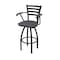 Holland Bar Stool Co Jackie with Arms 36 in. Swivel Bar Stool with Black Wrinkle Finish and Canter Storm Seat 415 - alternate 1
